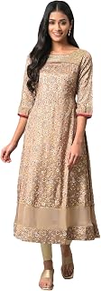 Aurelia Women's Viscose Regular Fit A Line Shantung Floral Printed A-Line Regular Kurta Price In India