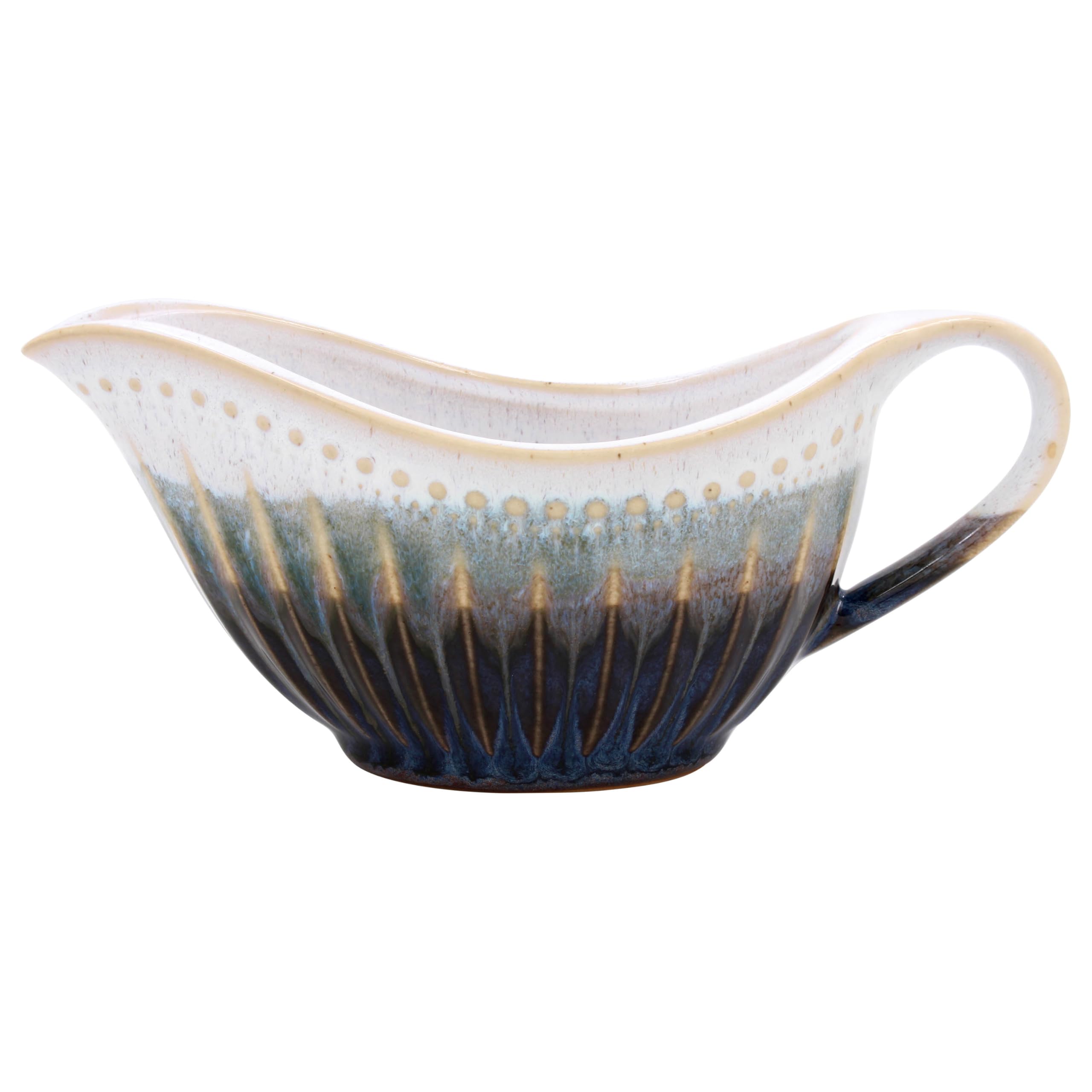 Lesser & Pavey Elements Reactive Glaze Gravy Boat | Ceramic Stoneware Sauce Boat with Elegant Glaze Finish | Modern Kitchen Tableware | Stylish Serving Piece for Gravy, Sauces or Dressings