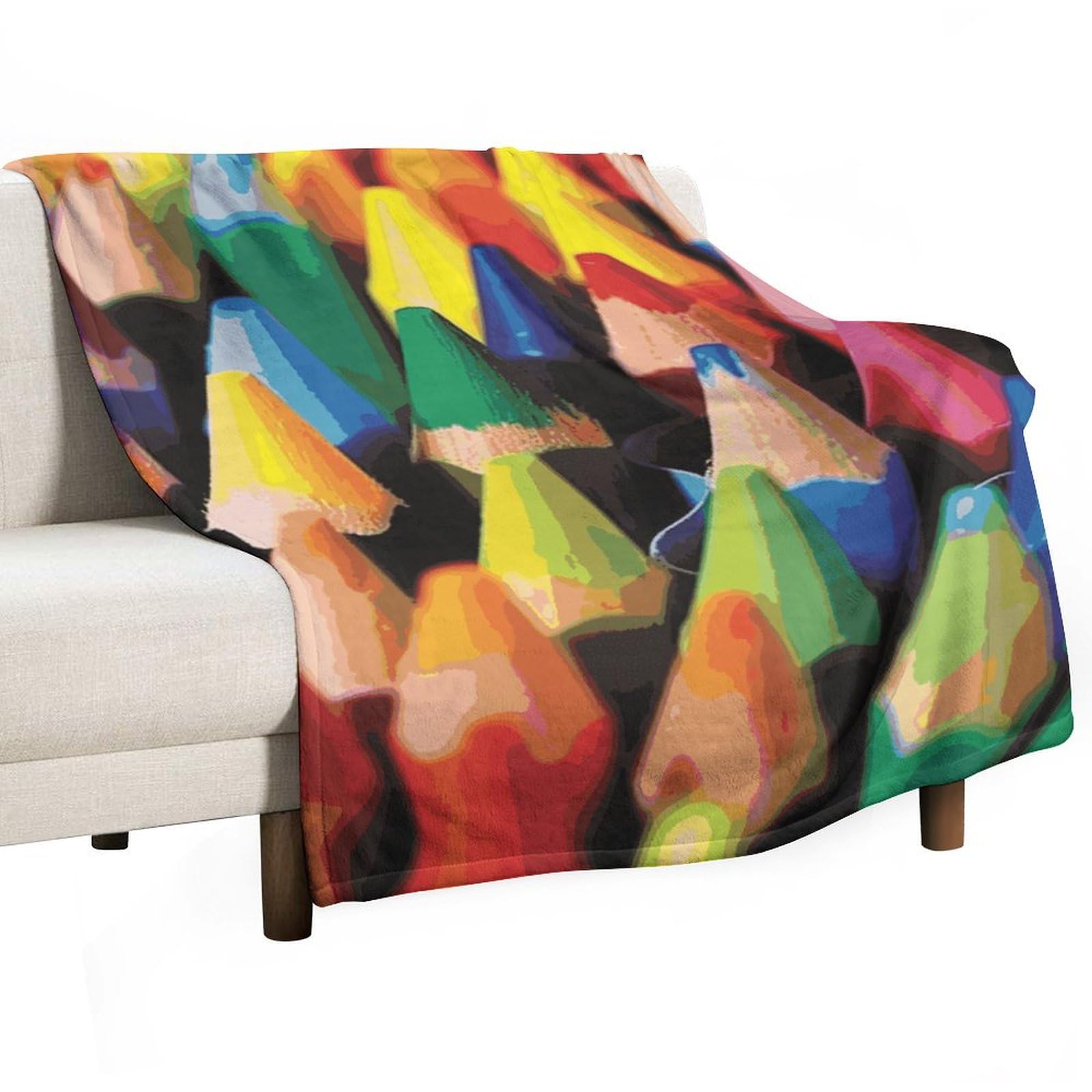 Couverture en flanelle crayons plaid doux et léger pour lit