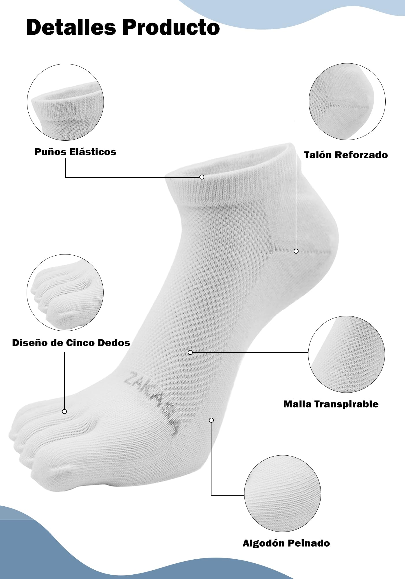 Calcetines con Dedos Deporte Hombre: Calcetines 5 Dedos de Pies Separados Algodón Transpirable para Correr