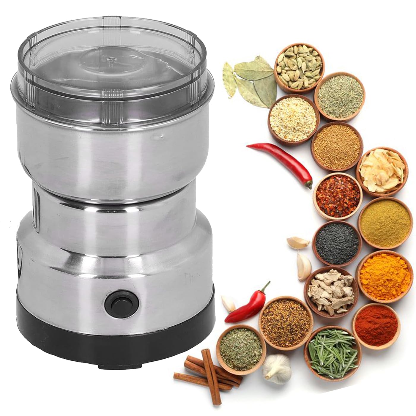Pelo Stainless Steel Electric Mini Mixer Grinder Spice Coffee Grinder, Dry Masala Grinder, Masala Mixer Grinder Mini, Mini Masala Grinder, Mini Mixer Grinder, Spice Grinder Mini