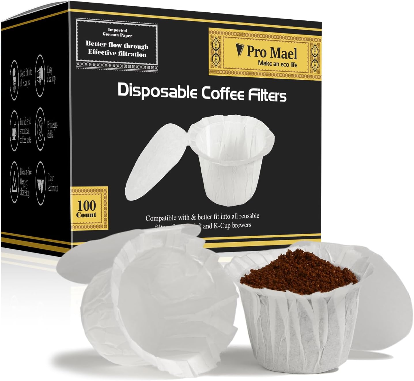 Pro Mael Disposable K Cup Filters with Lid, Coffee Filter