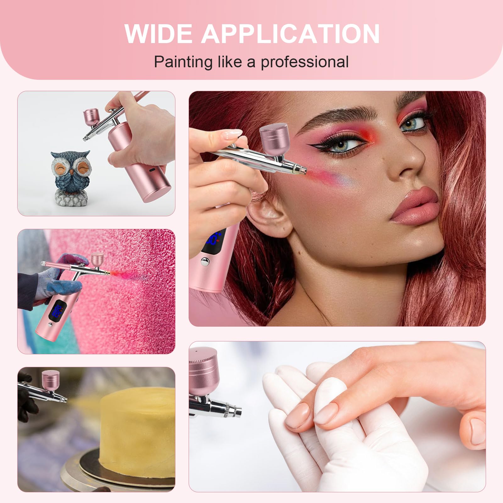 Airbrush Set Mit Kompressor - Kabellose Handheld Spritzpistole | 0,3mm Düse Für Nageldesign & Kuchendekoration