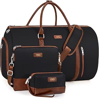 TIBESConvertible Garment Duffel Bags for Travel - Carry On Garment Bags With Toiletry Bag Large Weekender Bags for Women Men 2 in 1 Hanging Suitcase Suit Travel Duffel Overnight Bags 4pcs Set