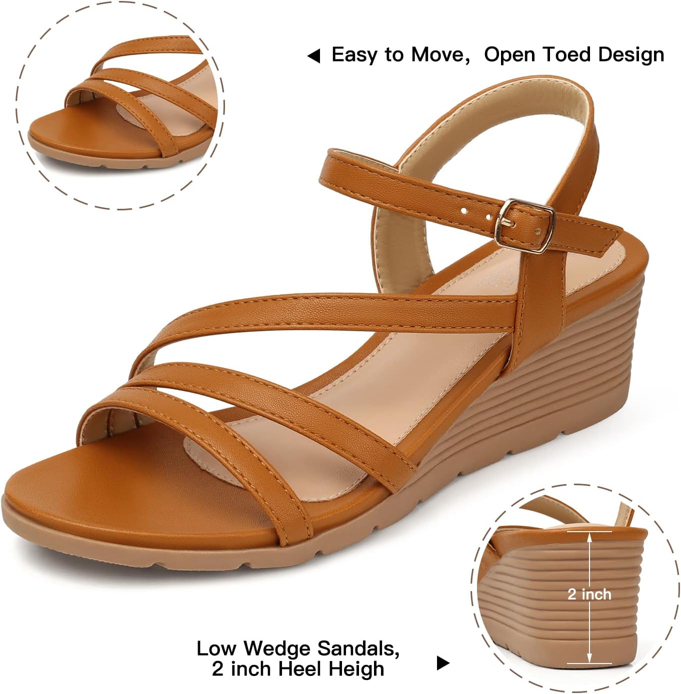 SHIBEVER Wedge Sandals for Women Dressy: Summer Low Wedges Womens Comfortable Open Toe Sandal - Image 4