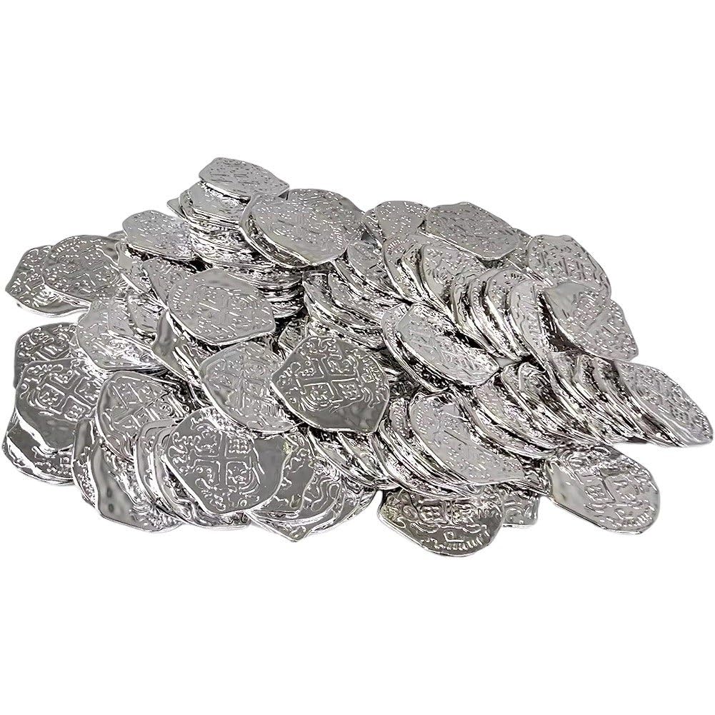 Brxmpn 100pcs Doubloon Coins, Gold Props Chest Games Tokens Pirate Coins Set for Pirate Adventure Themed Cosplay Party