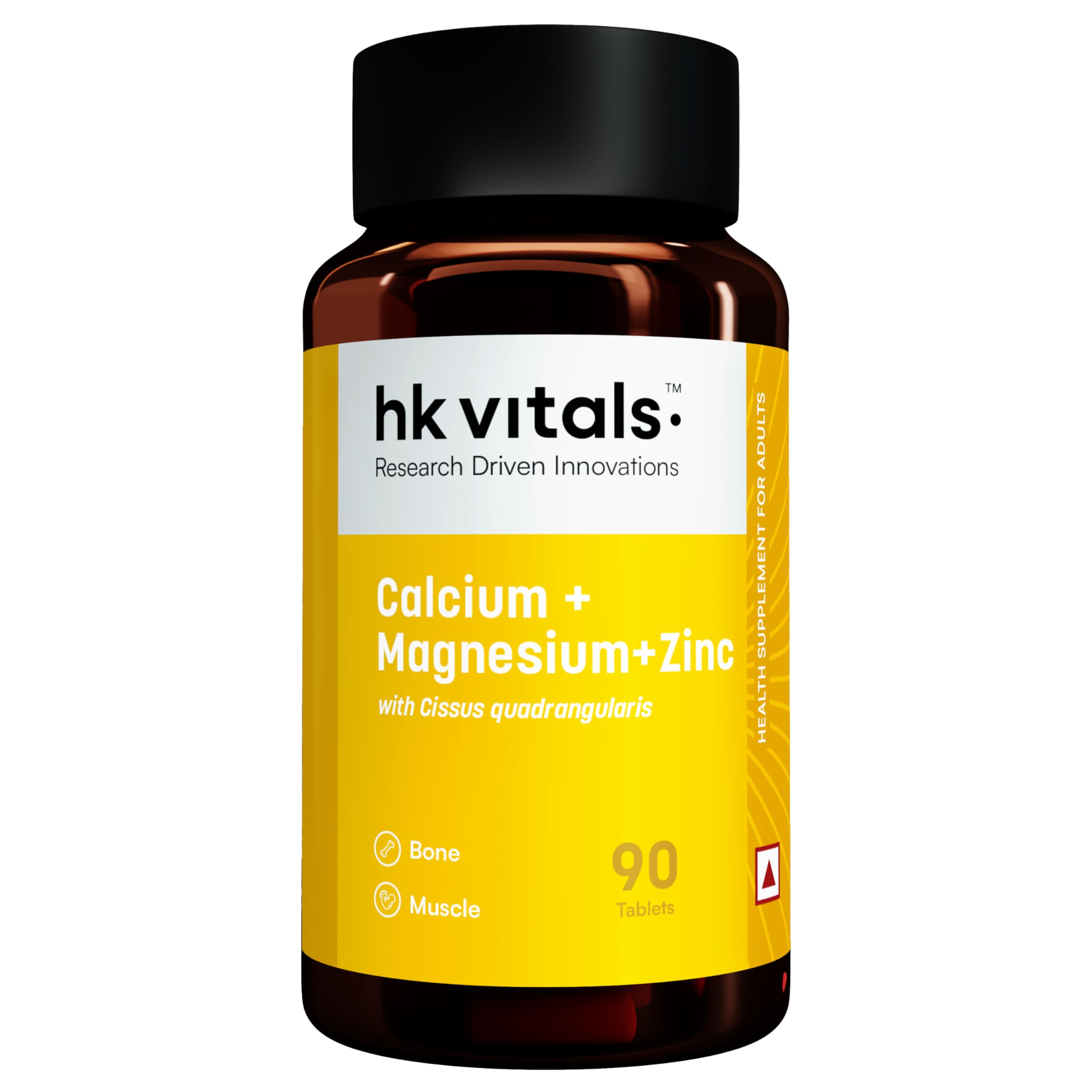 hk vitals Calcium Magnesium & Zinc (90 Tablets) | With Vitamin D3, Calcium Supplement for Women and Men | For Bone Health & Joint Support