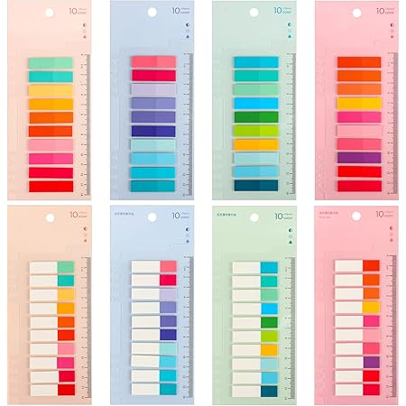 300 Pcs Sticky Tabs, Transparent Page Markers with Base Box, Colorful ...