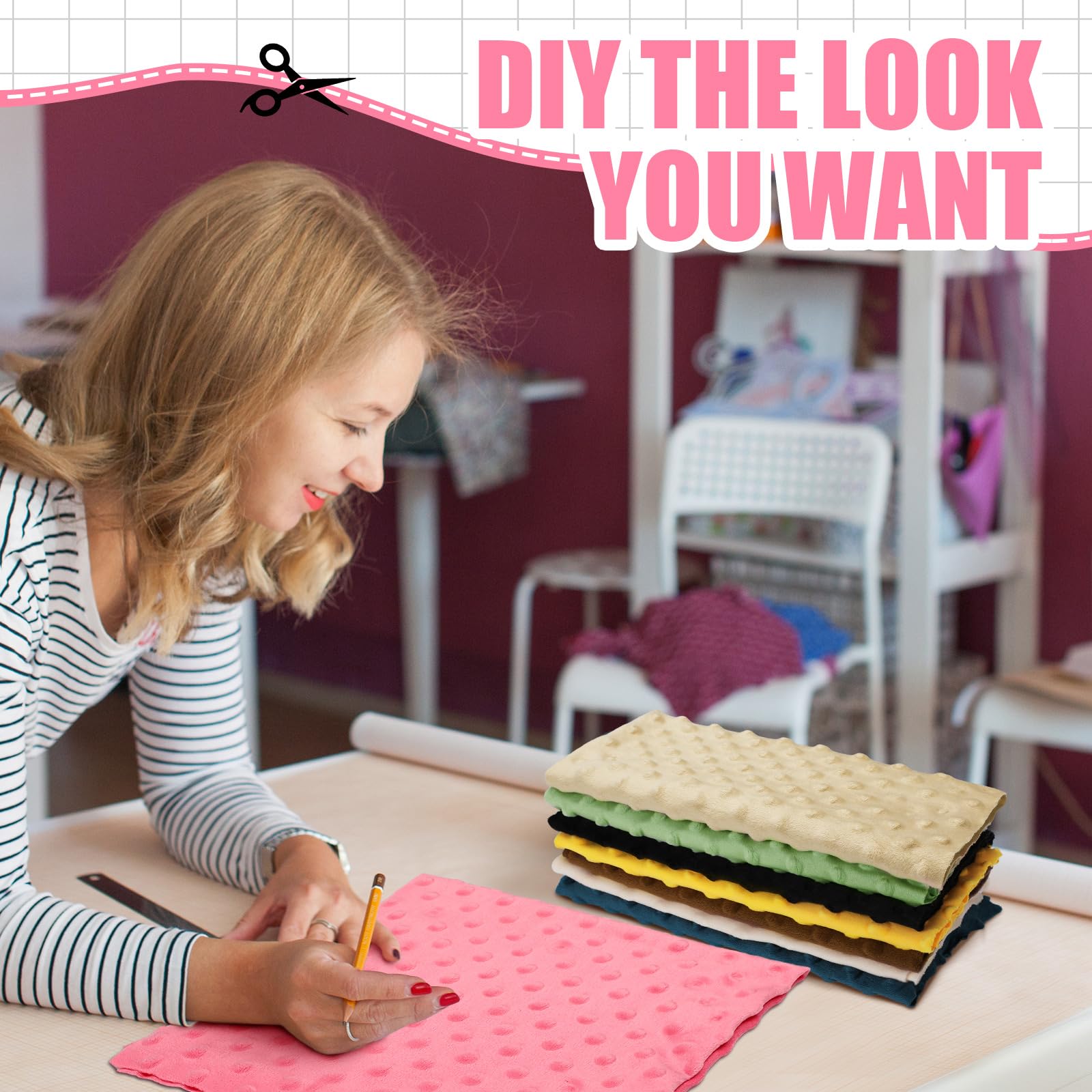 Dansydaisy 8 Pcs Minky Dot Quilting Fabric Squares 20 x 20 Inch Fuzzy Soft Fleece Fabric by The Yard Multicolor Patchwork Bundle for DIY Crafts Cloths Hndmade Sewing - Image 6