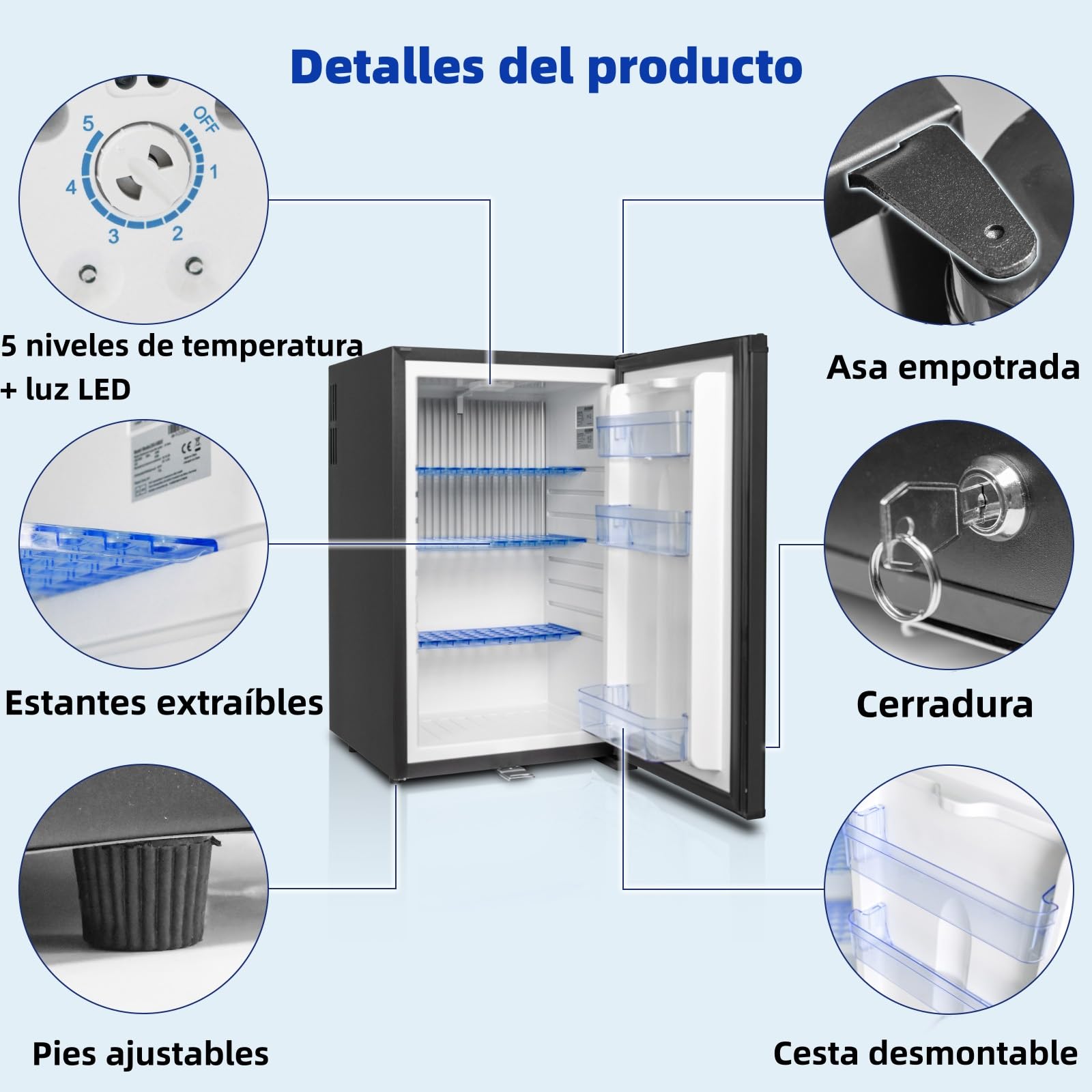 Smad Nevera 12v Camper 50L, Frigorifico 12v 220v, Nevera para Caravana, Furgoneta, Camión, RV, Van, Truck, Silencioso, Cerradura