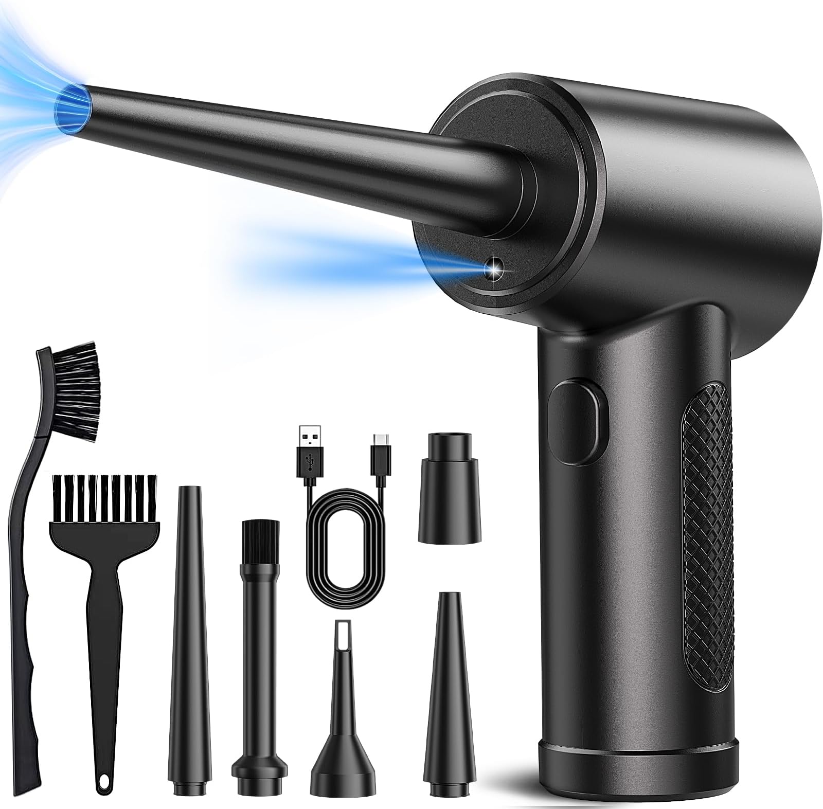 Compressed Air Duster, 8000mAh 130,000 RPM Keyboard Cleaner, Replace Compressed air can, Computer Accessories for Outdoors, PC, Electronics, Snow and Car Dust Off
