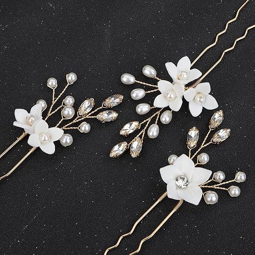 Miniatura 6 de Denifery Horquillas para el pelo de novia de flores, accesorios para el cabello de boda con diamantes de imitación para novia y dama de honor