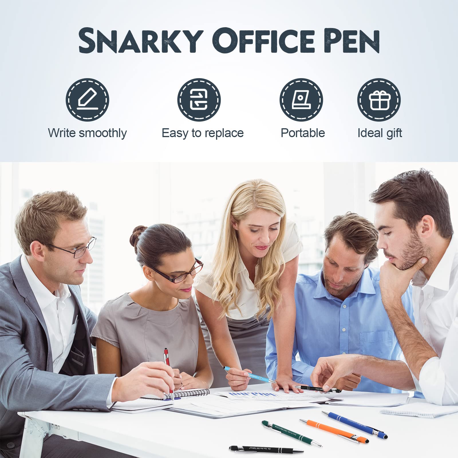 Teling Snarky Office Funny Ballpoint Pens Motivational Rude Quotes Pen Vibrant Negative Passive Positive Message Pens for Colleague — view 6