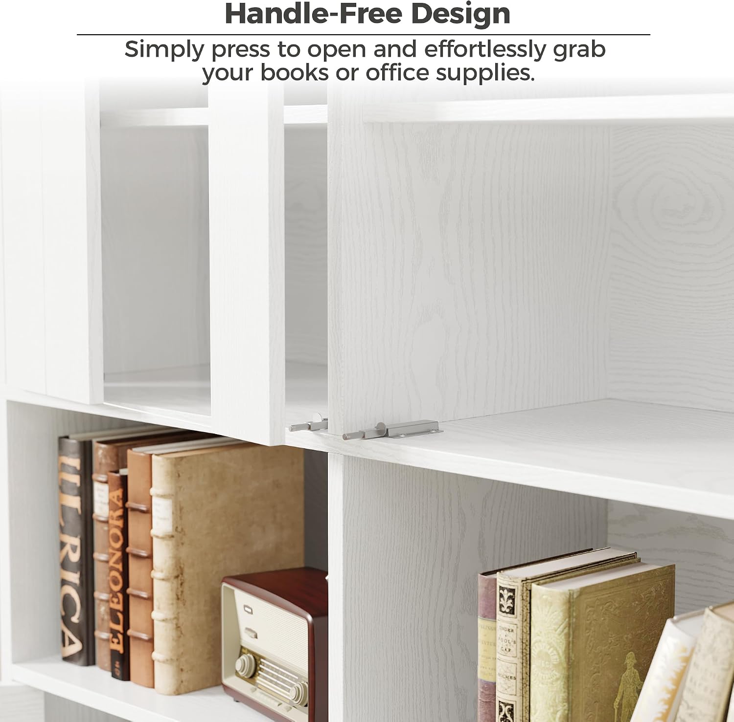 IRONCK Bookshelves and Bookcases with Doors, 71 Inch Tall Bookshelf with Storage, Book Shelf with 4 Cabinets, Display Shelves with Acrylic Doors for Living Room, Home Office