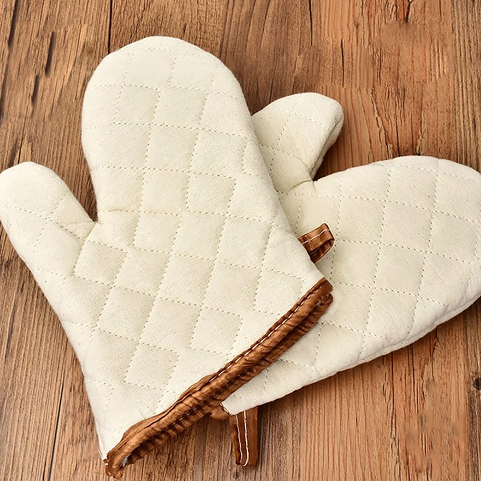1 par de guantes de horno para hornear, guantes resistentes al calor, soportes para ollas con lazo para colgar, parrilla, barbacoa, cocina, blanco, S