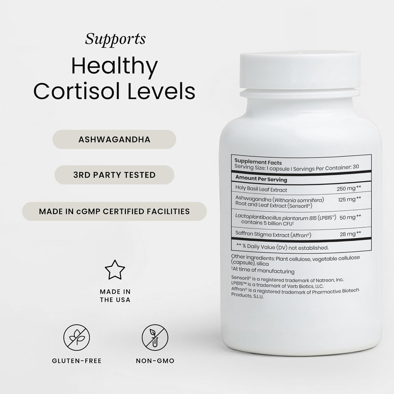 Perelel Stress Support, Supplement with Ashwagandha, Saffron, Holy Basil, and Probiotic, Plant Based Formula for Relaxation and Wellness Support, Gluten Free, Non GMO, 30 Capsules