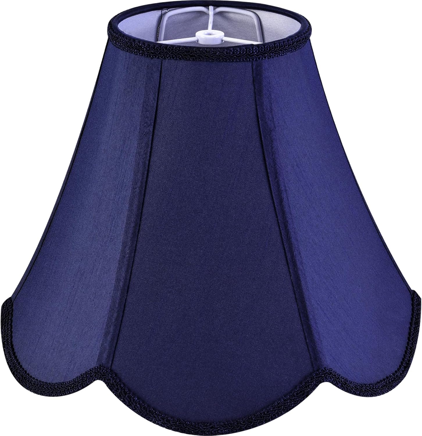 GO&SO Navy Blue Lamp Shade Scalloped Lamp Shade,Petal Edge Braid Bell Lamp Shades,Lamp Shades for Table Lamps,Fabric Lampshades Medium,6"Top x 13"Bottom x 10.6"Vertical Height (Spider) -Easy Assembly 1 Pack Blue