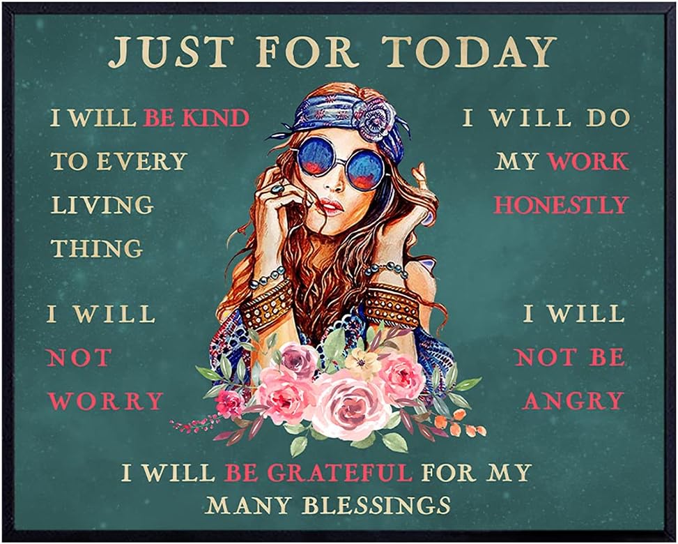 Hippie Boho Decor – Inspirational Quotes Wall Art – Encouragement Gifts for Women – Positive Affirmations – Motivational Posters – Empowered Woman – Uplifting Gifts for Women, Zen Decor, Reiki Picture