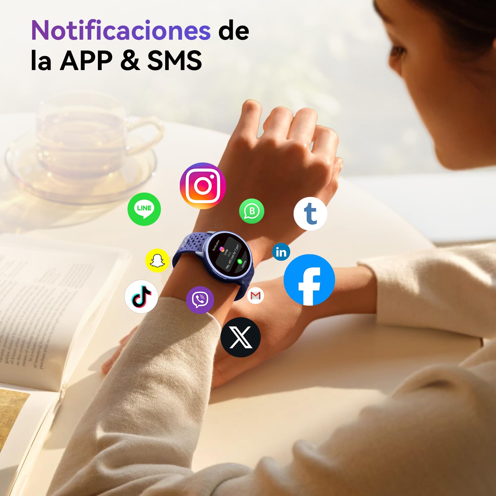 Reloj Inteligente Mujer 1.27" Smartwatch Redondo 2 Correas, Monitor de Sueño Funciones de Salud y Fitness 120+ Modos Deportivos 3ATM Impermeable para iPhone/Samsung/Android Púrpura