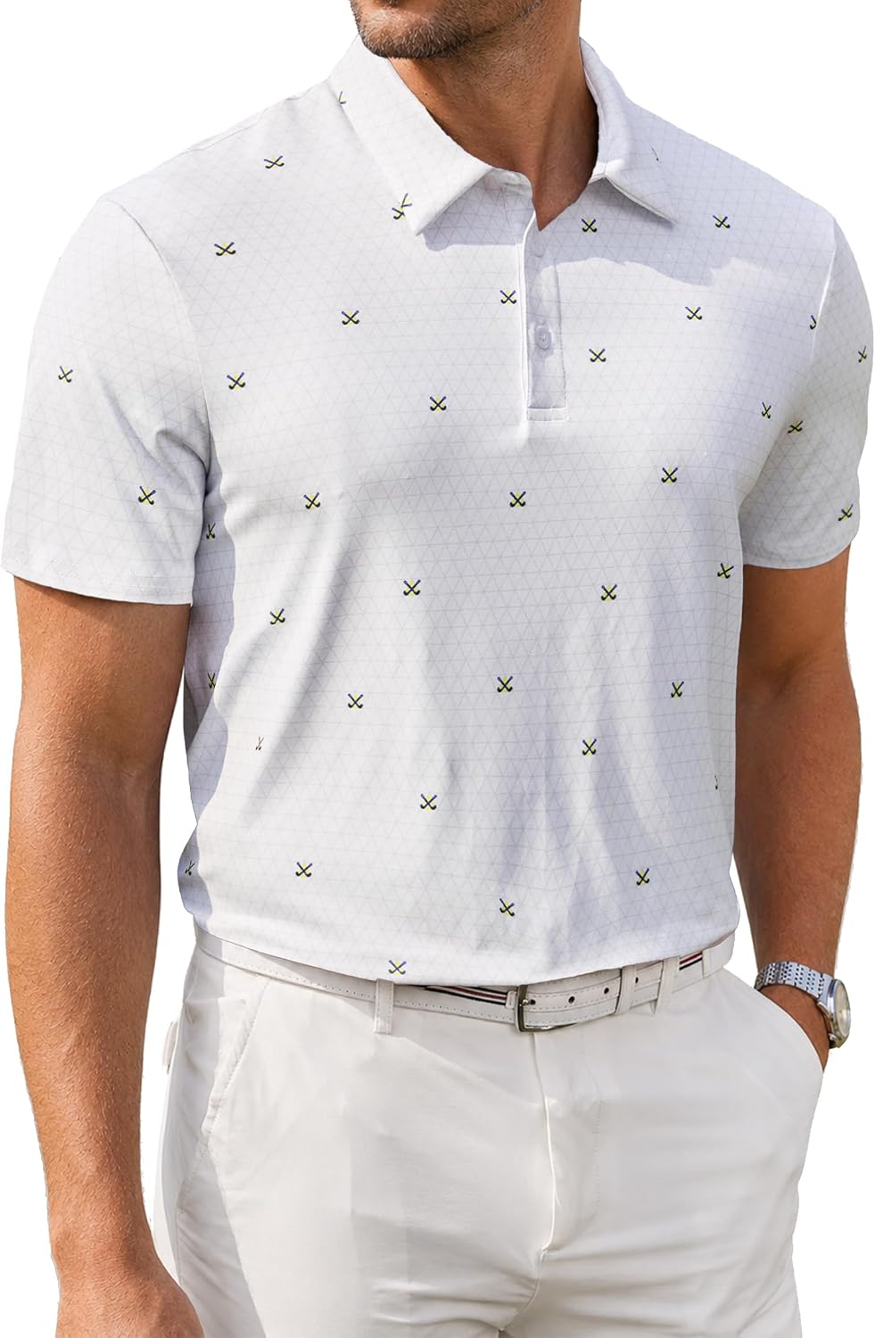 Men Golf Polo Moisture Wicking Dry Fit Upf50+ Performance Shirts(S-XXL)