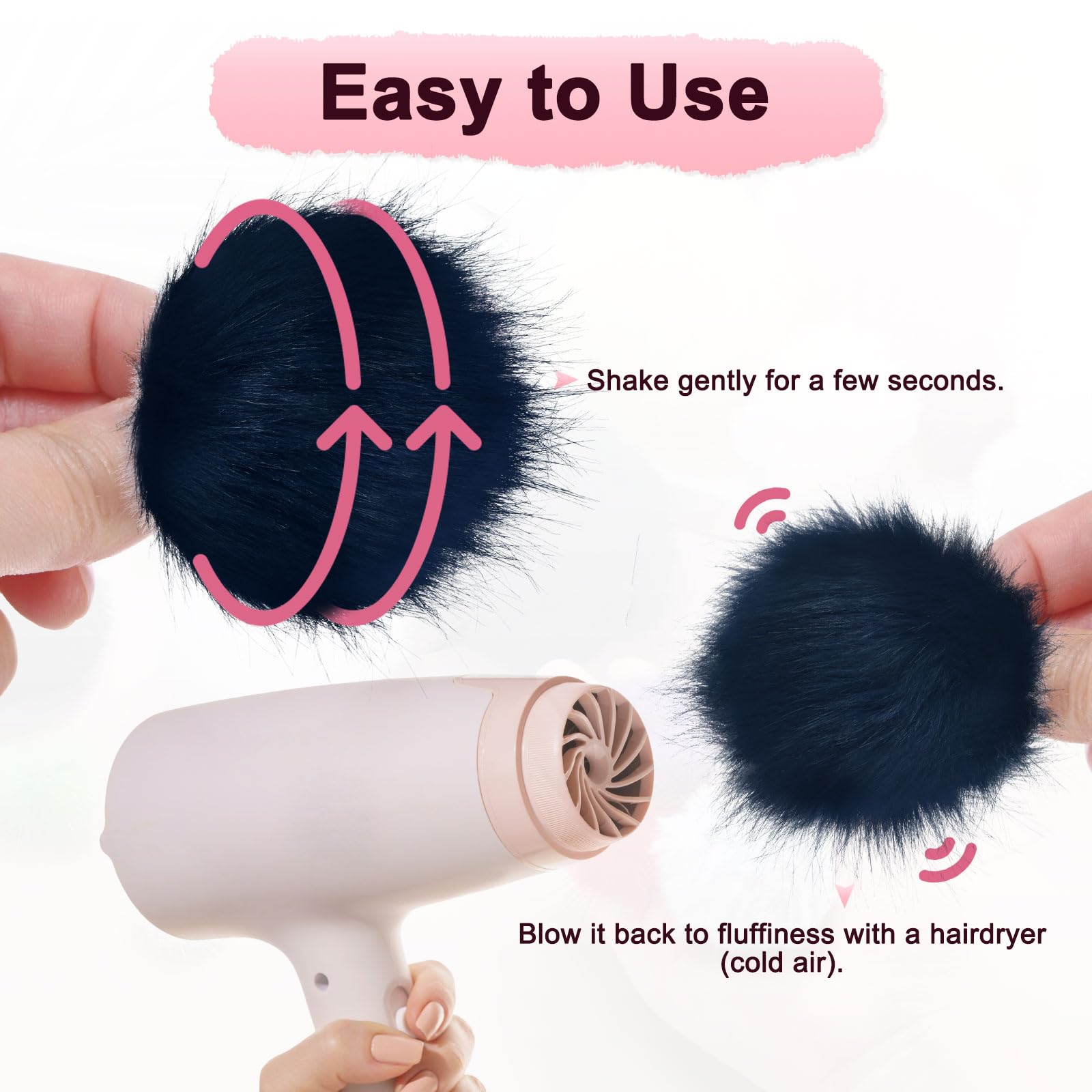M METERXITY 1-Pack Faux Fur Pom Poms - Image 4