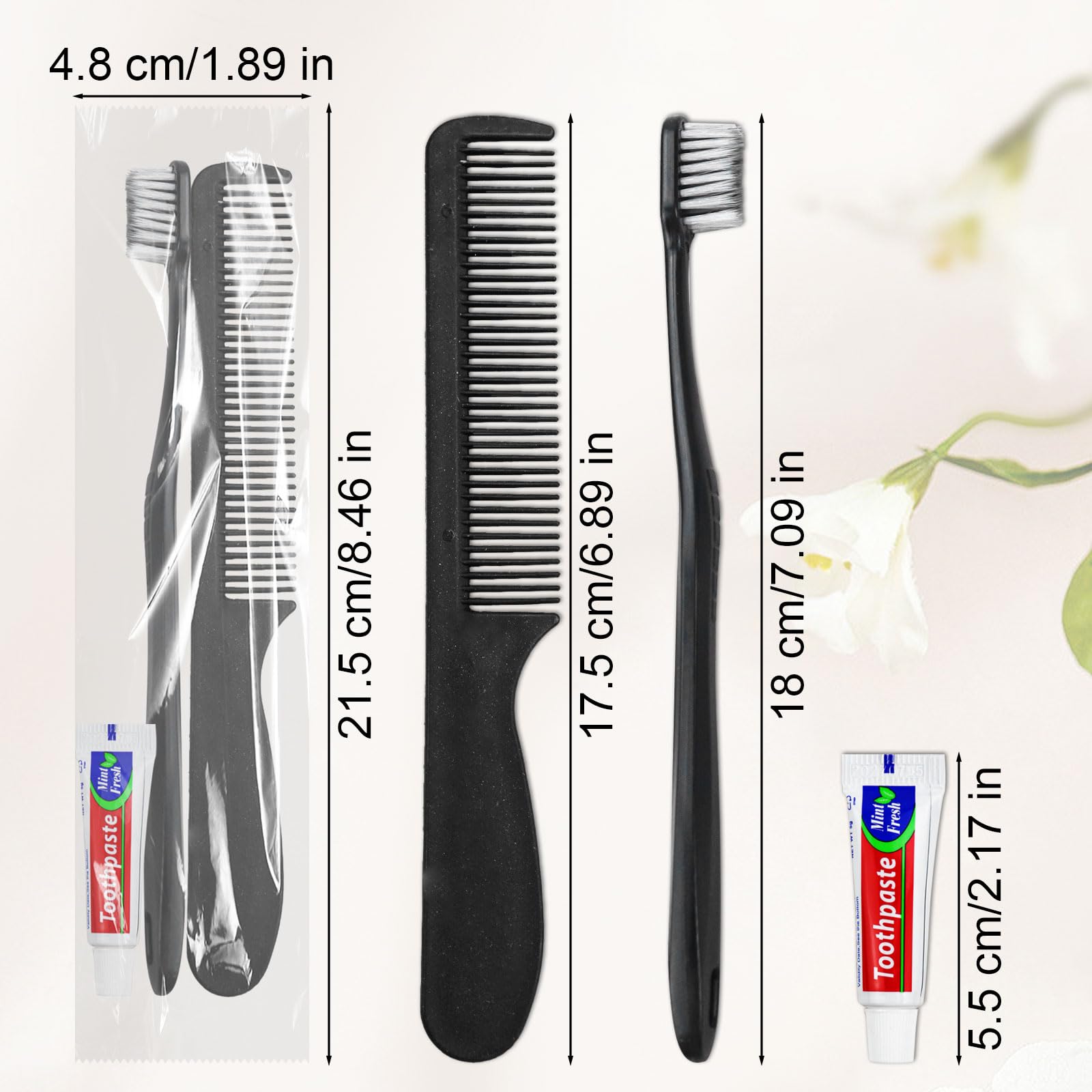 Set di spazzolini da denti usa e getta, dentifricio e dentifricio, da viaggio, con pettine, confezionato singolarmente, 2 colori, adatto per hotel, casa, campeggio, viaggi (PACK-100)