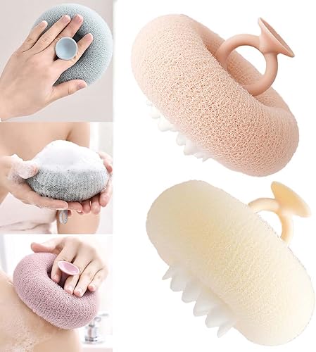 2023 - Esponja de baño súper suave 2 en 1, diseño de girasol, cepillo de limpieza de esponja de baño, bola de baño exfoliante con ventosa, toalla de