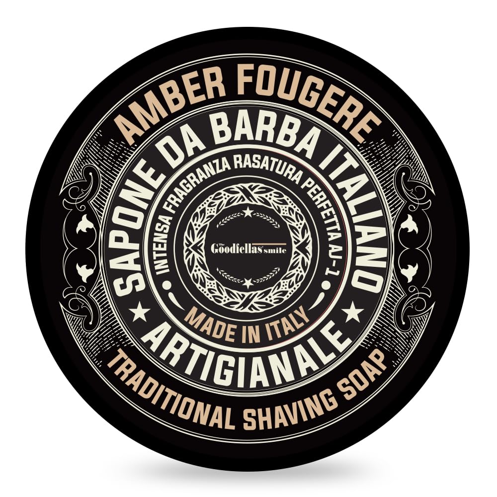 The Goodfellas smile, Amber Fougere (Lavender & Sandalwood) Shave Soap and Afltershave Splash Bundle, Made in Italy