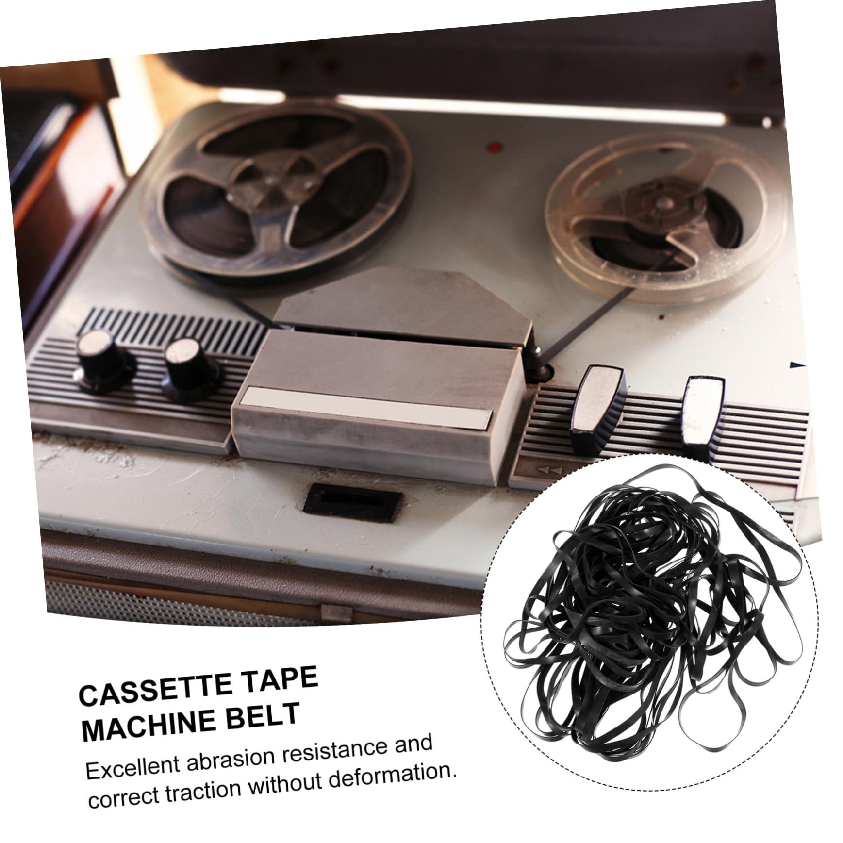 OSALADI 80pcs Recorder Rubber Belt for Cassette Players and DVD Drives Flat Design for Smooth Transmission Material for Use Replacement for Old Broken Belts