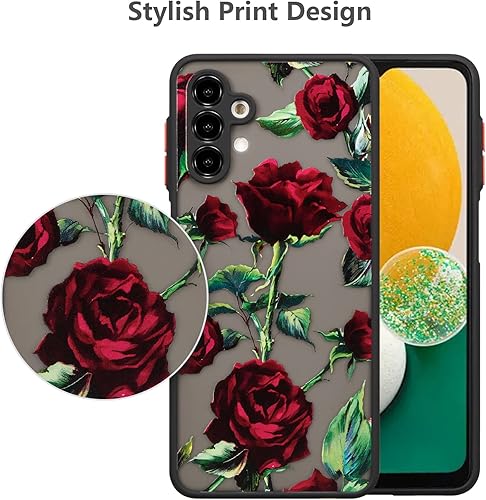 Miniatura 3 de XIZYO Funda para Samsung Galaxy A14 5G, diseño rosa, funda de teléfono floral para niñas y mujeres, patrón impreso delgado, translúcido, mate, TPU