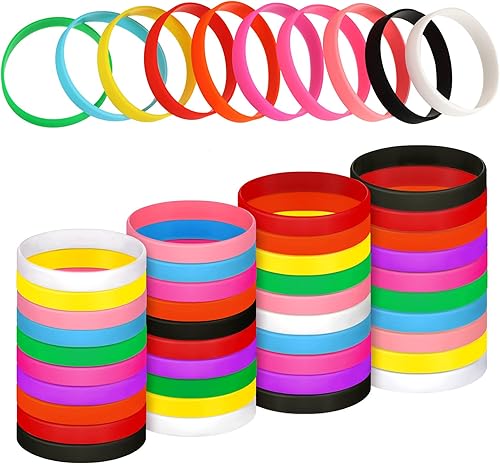 Sumind 100 pulseras de silicona en blanco, pulseras elásticas de goma de colores para adultos, niños, mujeres, hombres, regalos para adolescentes disponible en Yaxa Peru
