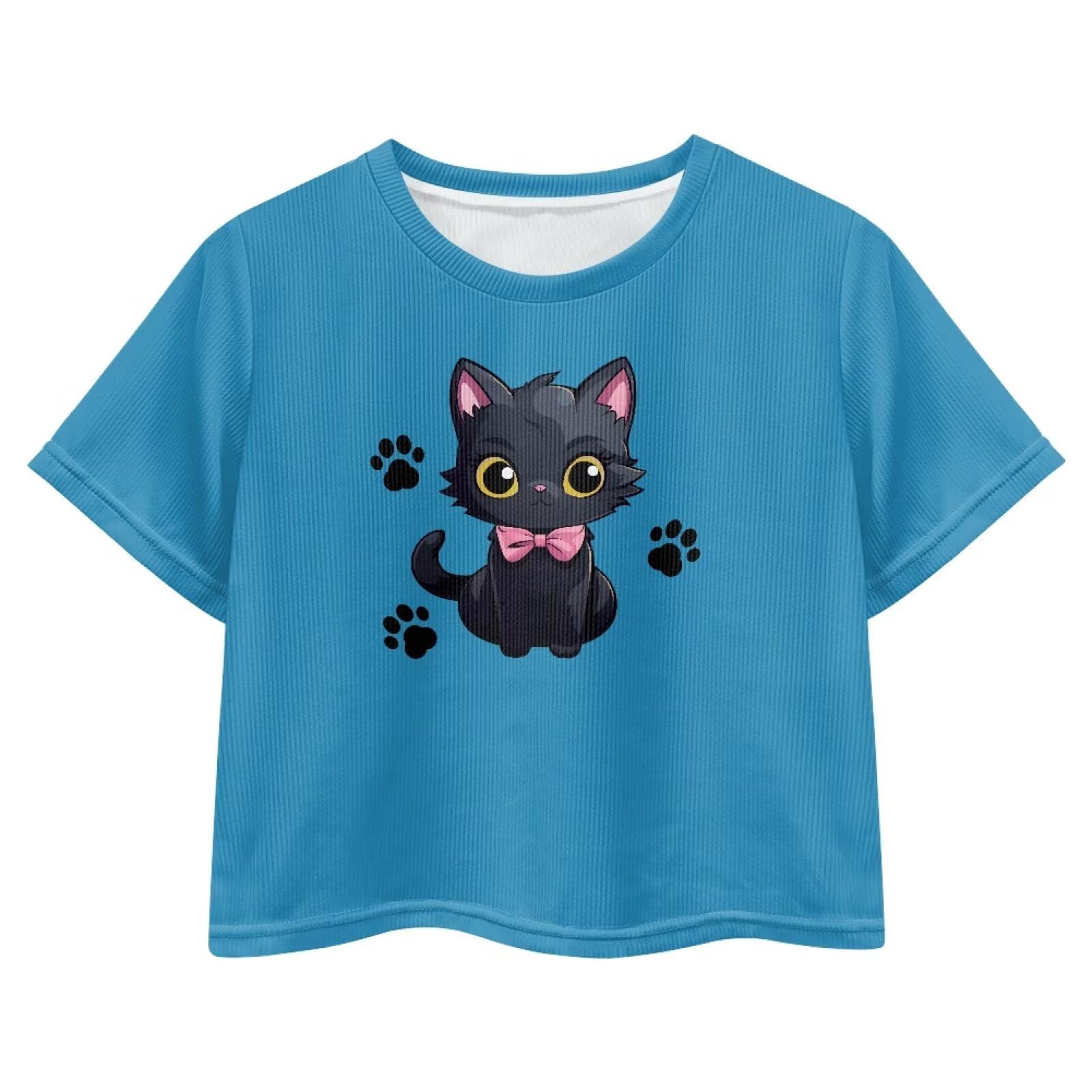Cute Crop Tops for Girls Short Sleeve Summer T Shirts Fashion Graphic Tees Crew Neck Pullover Tee 5-14 Years