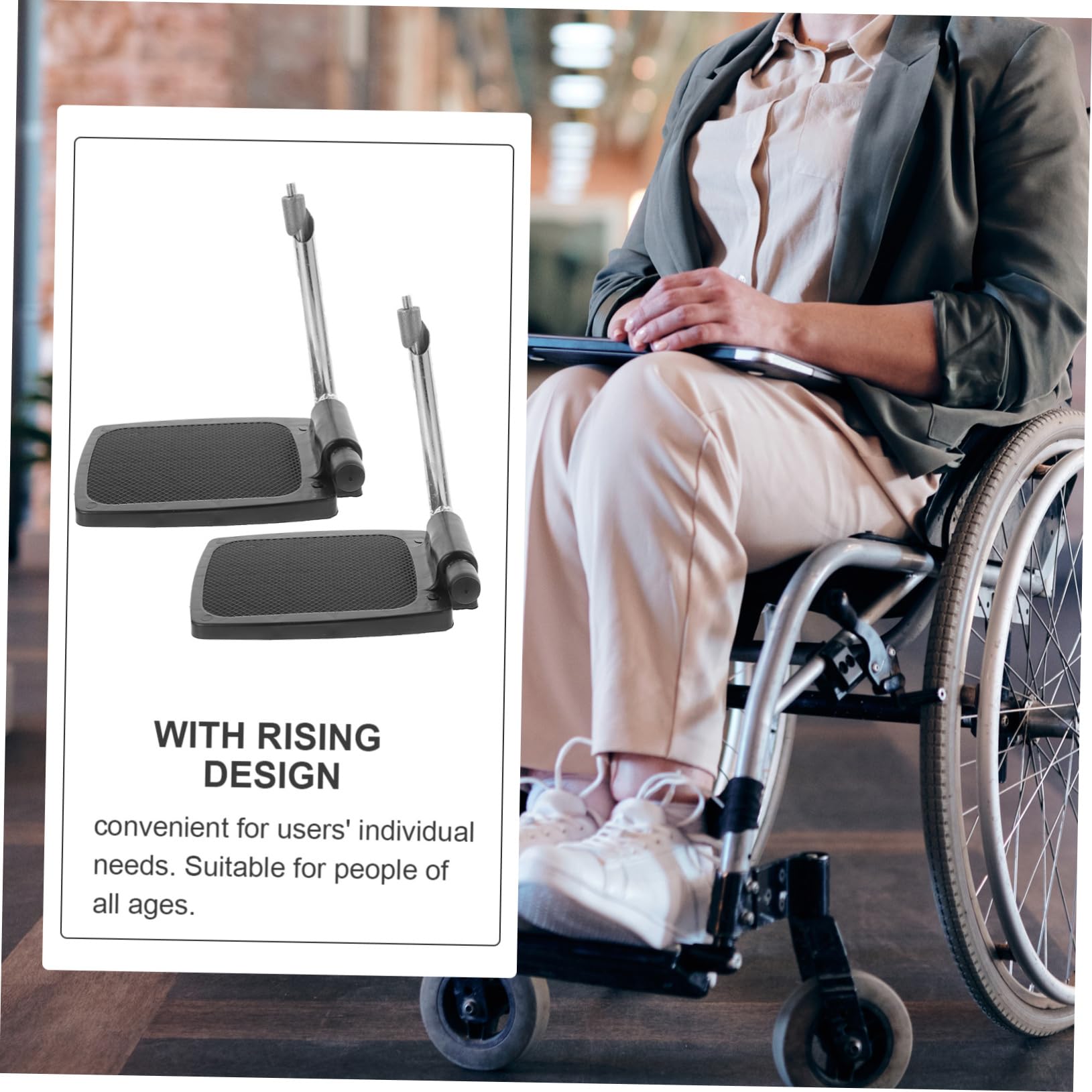 Beaupretty 1 Par de Reposapiés para Silla de Ruedas con Poste, Plástico Negro, Resistentes y Antideslizantes, Repuesto para Uso Diario