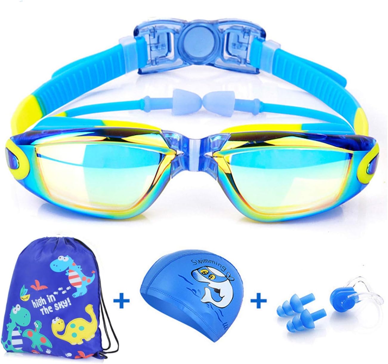 Swim Goggles Set Kids Swimming Goggles for Boys and Girls Adjustable