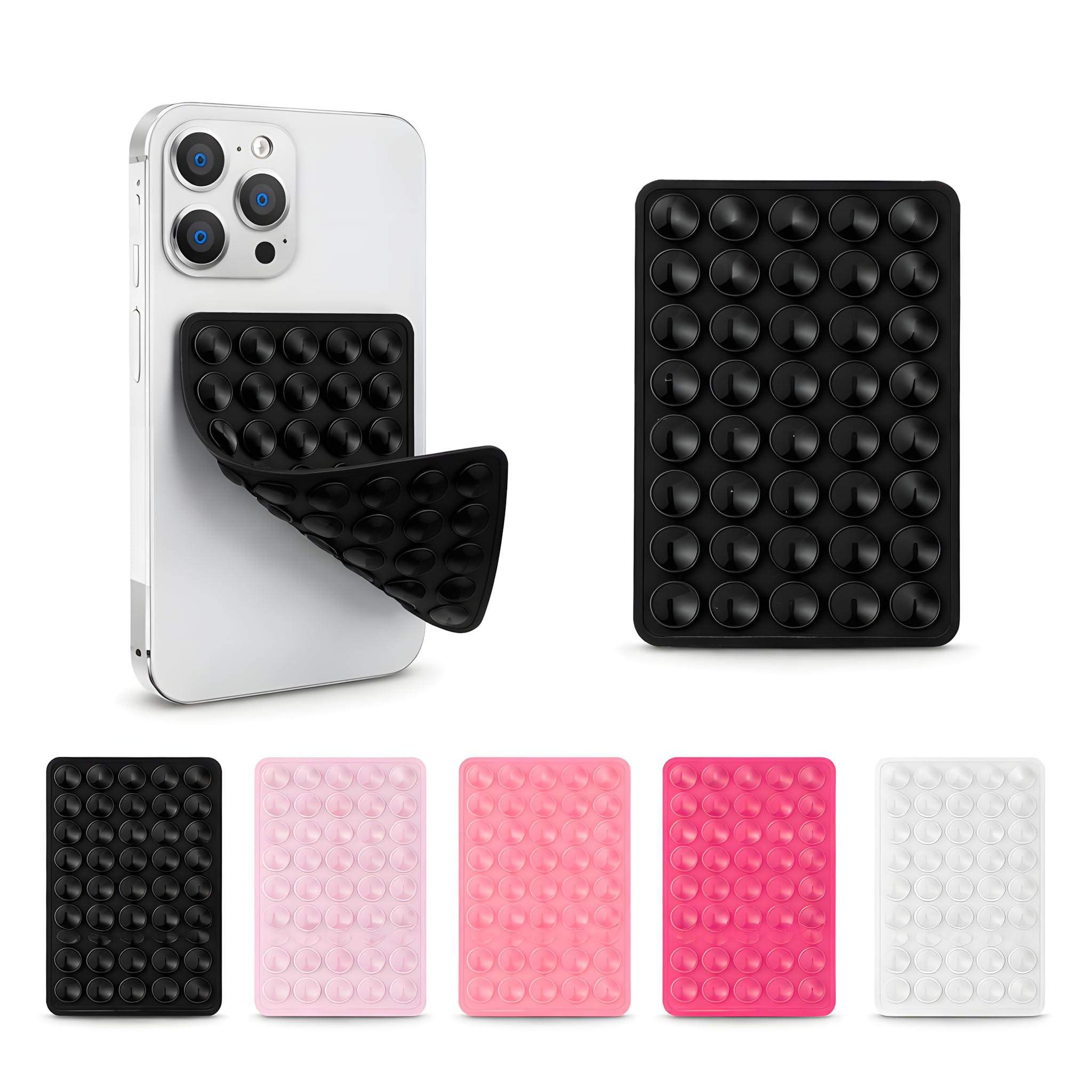 SHENGXIN 2 Pack Silikon Saugnapf Doppelseitig, Klebriger mobiler Griff mit Höherer Saugkraft für iPhone, Galaxy, Pixel, Android Freisprecheinrichtung für Selfies und Videos (Schwarz)