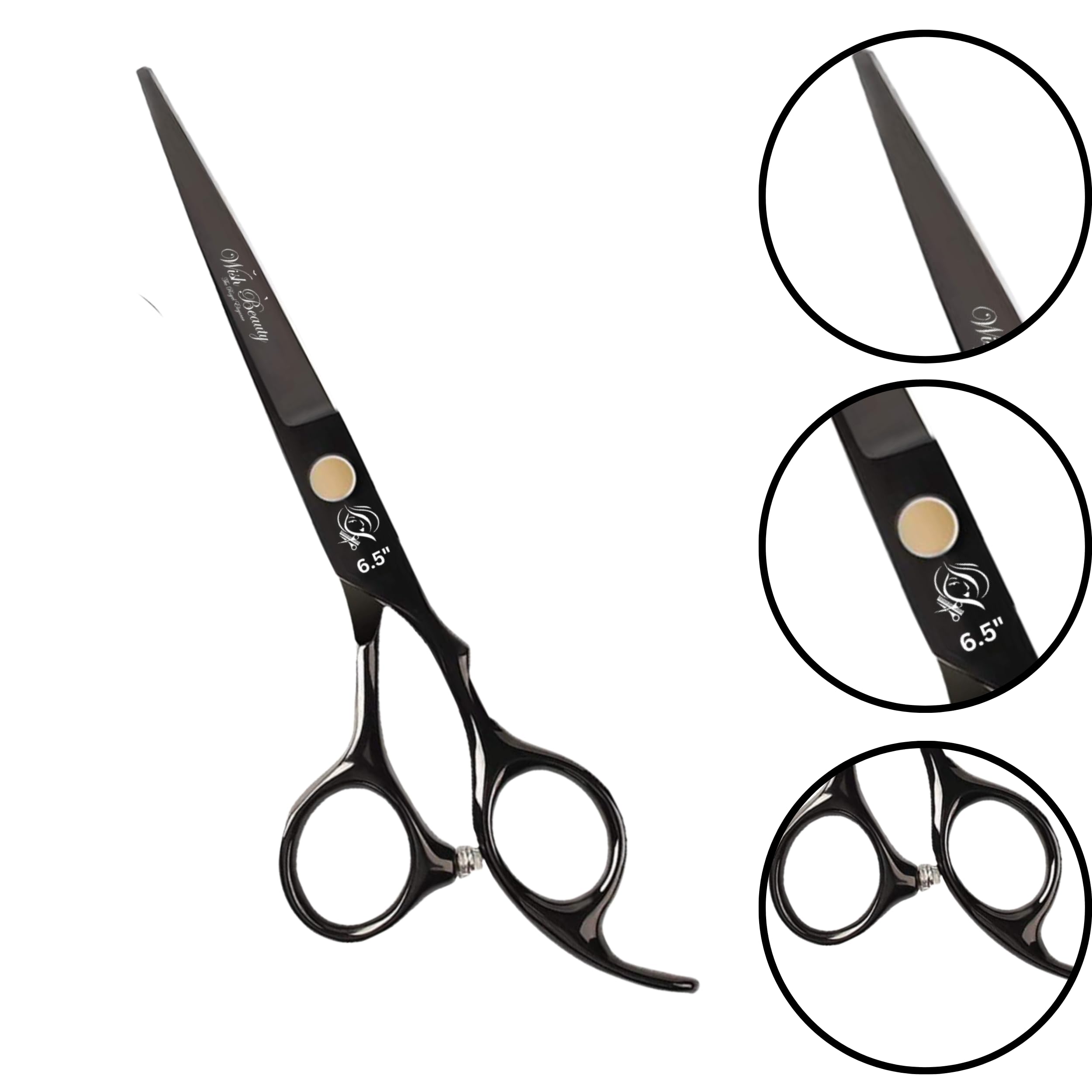 Glamified Glam Black Hairdressing Scissors Set 6.5 Inch Hair Cutting & Thinning Scissors Kit for Men Women Kids Home Salon Barber - Image 2