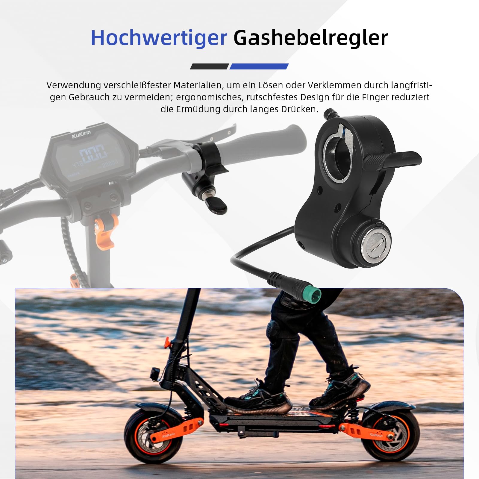 ulip Cerradura de puerta para scooter eléctrico Kukirin G2 Max, G2 Pro, G2 Pro DB, 5 pines, interruptor de arranque, acelerador con cerraduras — view 3