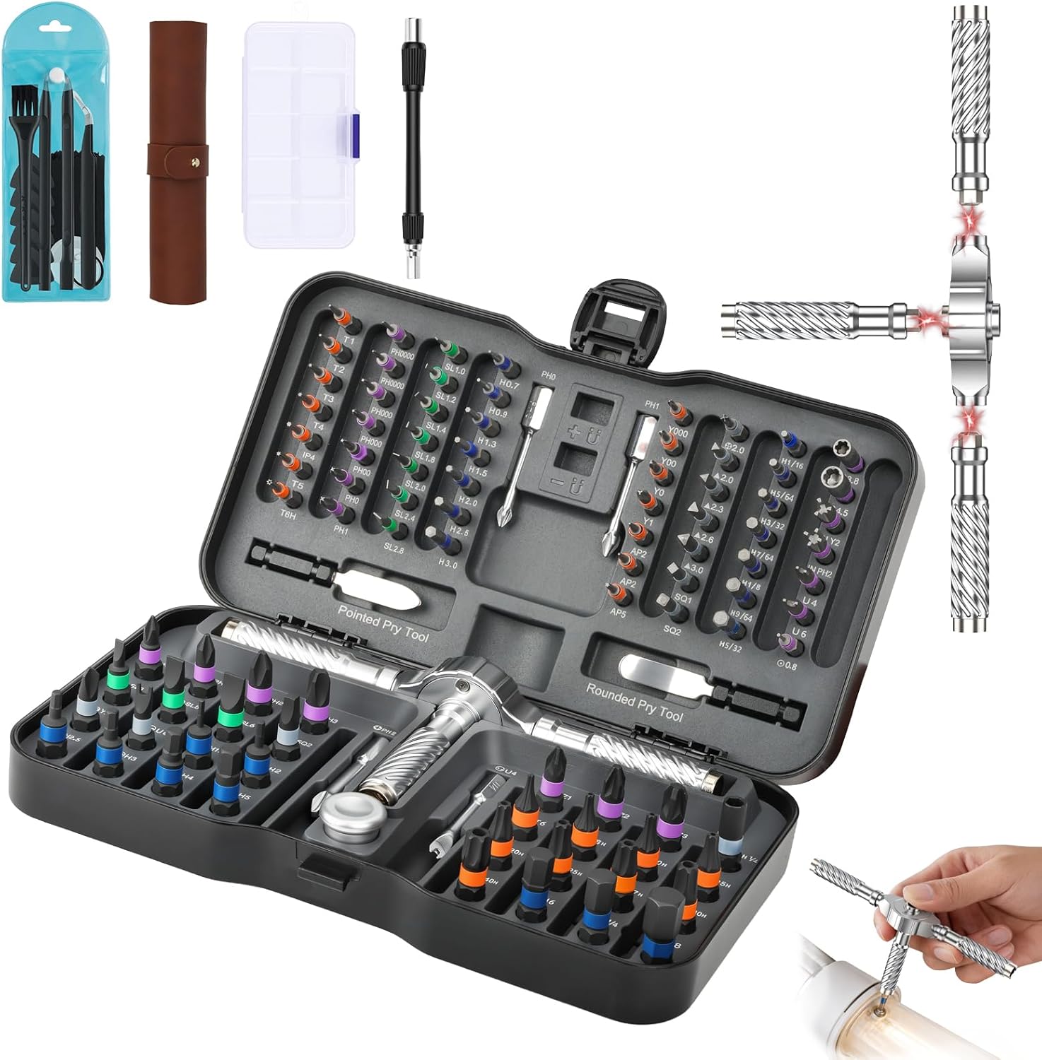 115-In-1 Magnetic Screwdriver Set Ratchet Screwdriver Set S2 Steel Drill Bits Multi-Functional Compact Repair Tool Kit Suitable for Furniture Precision Appliances Bicycles Ideal Gift for Men