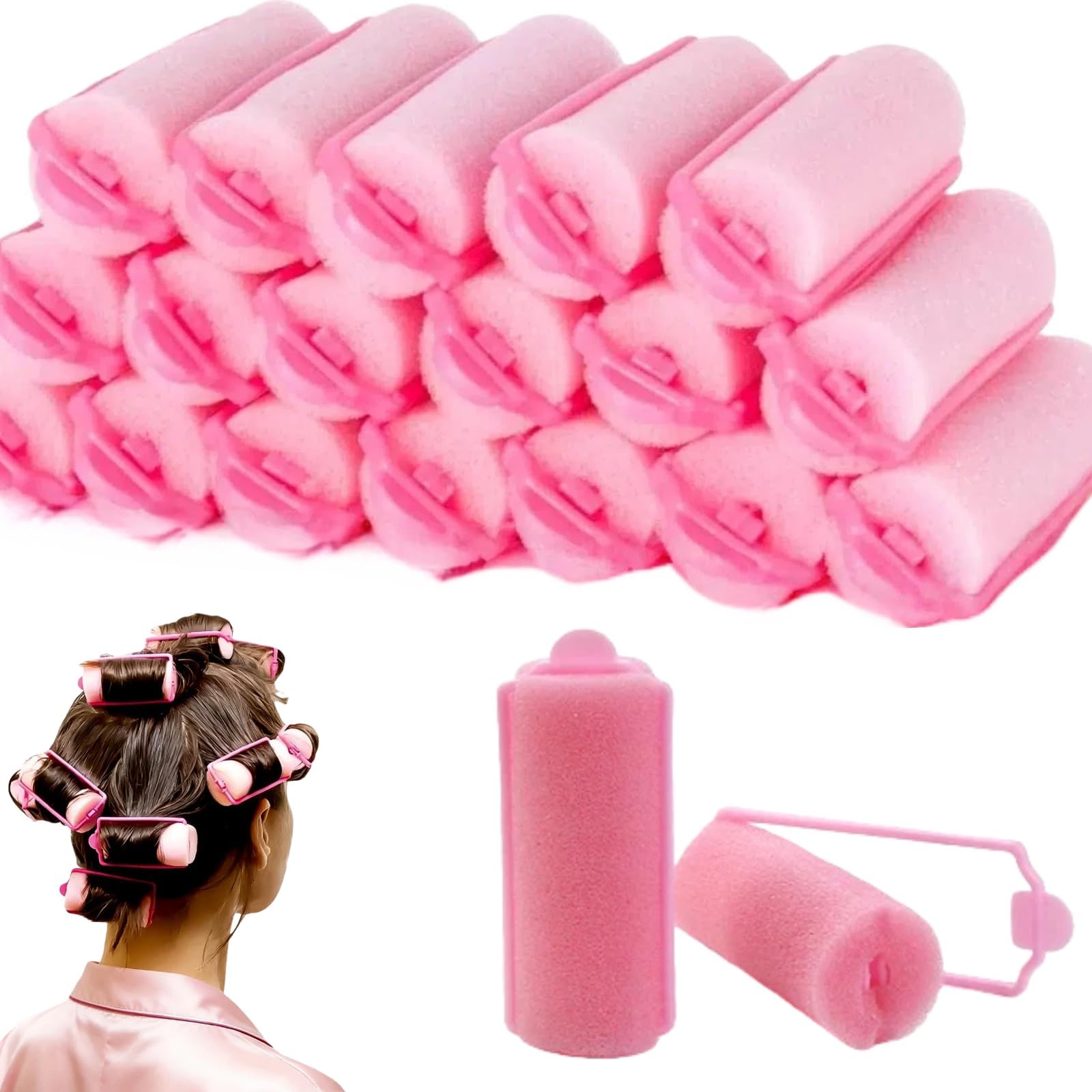 20 Pack Foam Hair Rollers, 2.5x7cm Sponge Curlers for Heatless Styling, Sponge Styling Rollers to Sleep in Hairdressing Curvy Wavy Hairstyle for Ladies Girls Long Short