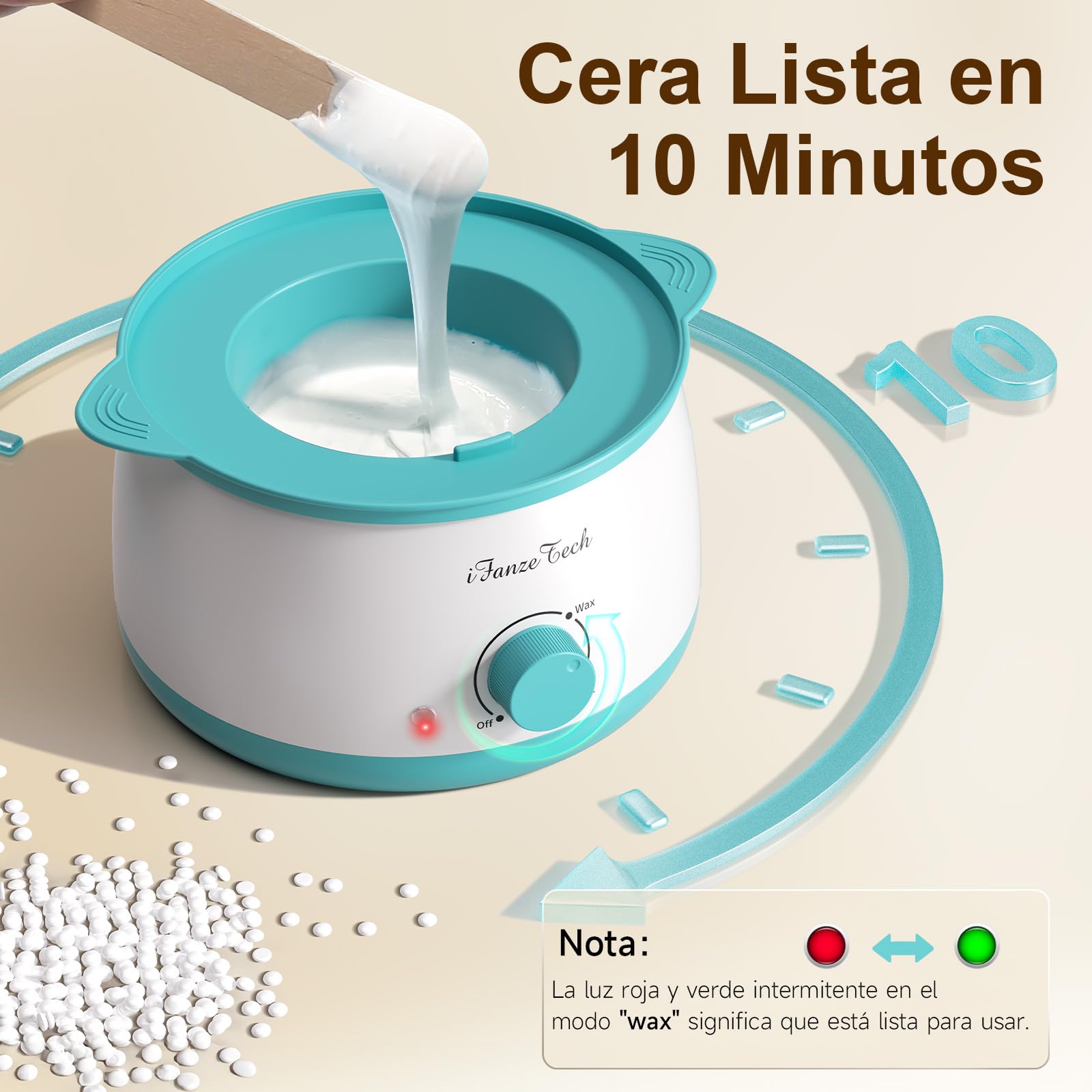 Calentador de Cera Depilatoria Maquina de Cera Caliente: IFANZETECH Maquina de Cera 400g Cera, 42 Accesorios para Depilación en Casa Salón para Cuerpo, Cejas, Facial, Bikini, para Mujer Hombre, Verde