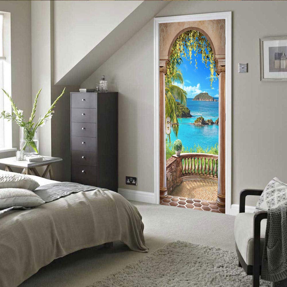 Adesivi Per Porte 3D 77 X 200 Cm Carta Parati Porta Poster Per Porta Rimovibile Autoadesivo Impermeabile Fai Da Te Foto Per Bagno Cucina Soggiorno Ufficio Camera Da Letto Cerchi Bianchi Di