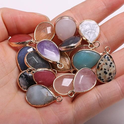 Miniatura 6 de 8 colgantes de cuarzo con piedras preciosas, collar de cuarzo con forma de gota de agua natural para hacer joyas, collares, pulseras
