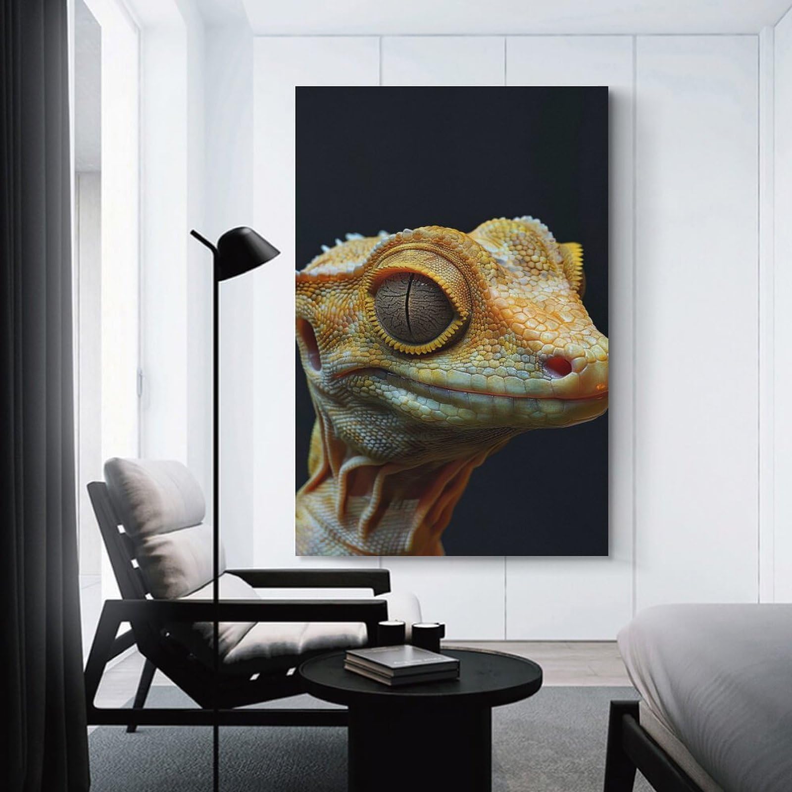 Junmoney Decorative Canvas Print Crested Gecko, 24x36inch(60x90cm), for Home Office, Desk Area Or Studio, Home Office Artwork with Decorative Appeal