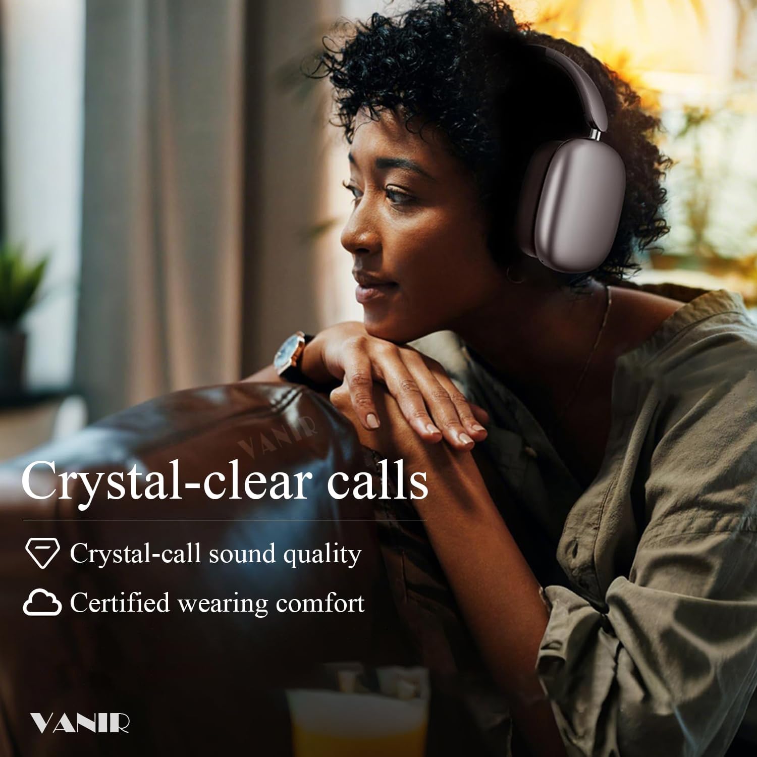 VANIR Wireless Bluetooth Headphones Over Ear, AI Noise Canceling, 48H Playtime, Wireless Headphones with Microphone, HiFi Stereo Foldable Lightweight Headsets, Deep Bass for Home Office Cellphone PC - Image 6