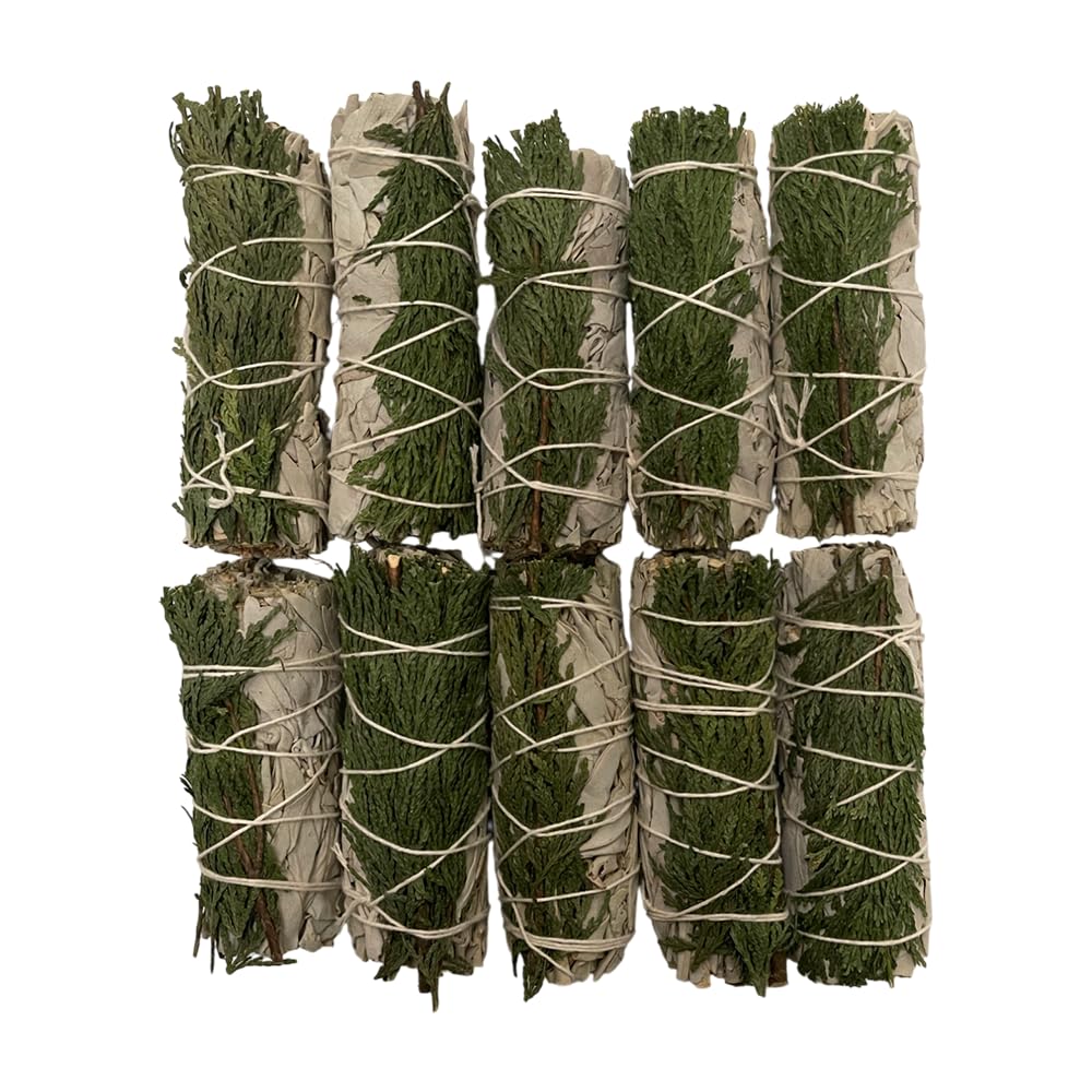 Smudge Stick, White Sage and Cedar 4", Pack of 10