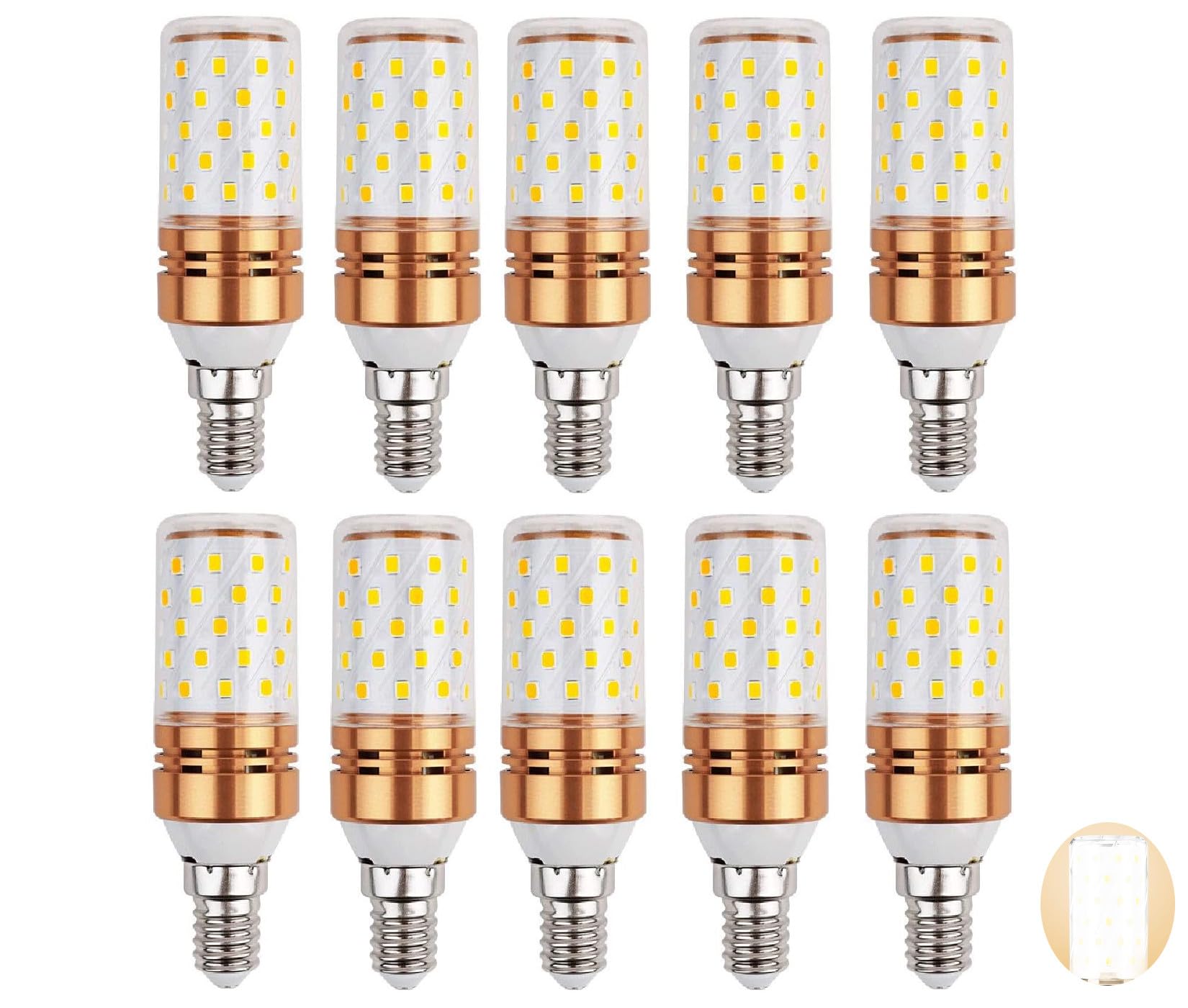 10 Pack E14 Corn LED Bulbs 15W, Non-Dimmable, Warm White 3000K/6000K, 240V