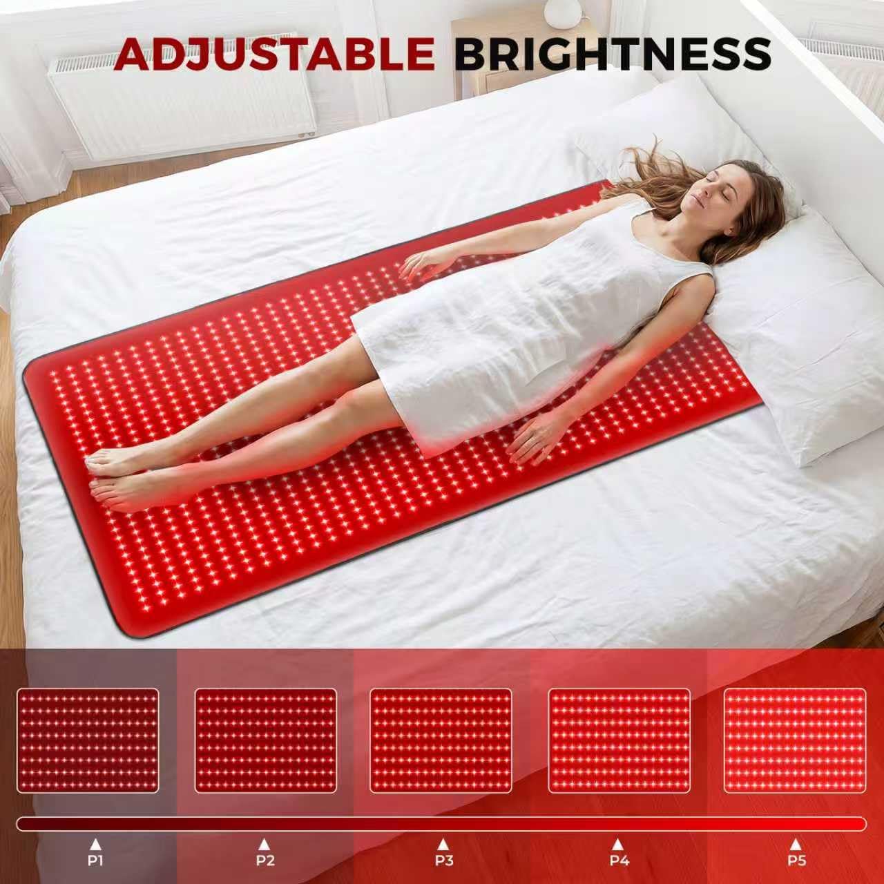 Full Body Red Light Therapy Mat, 2in1 LEDs (660nm& 850nm) Red Light Therapy Blanket, 76.8” x 33.4” Premium Material, Adjustable Timer & Intensity