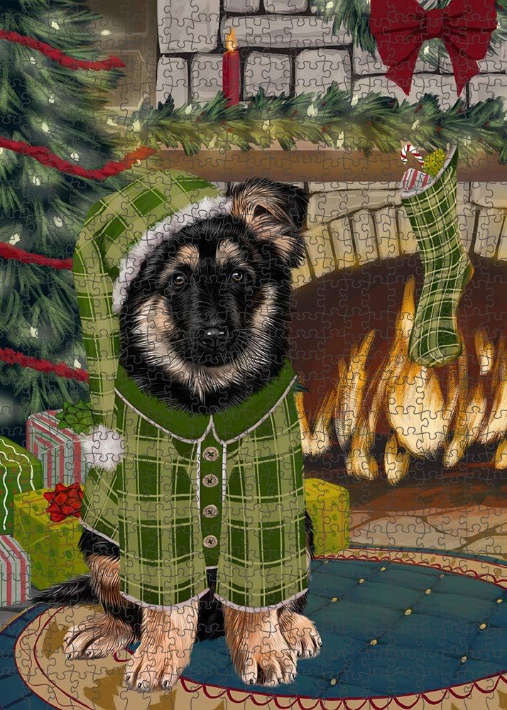 Christmas Stocking was Hung German Shepherd Dog Jigsaw Puzzle for Adults - Animal Printed Interlocking Puzzle Game Artwork - Gift for Dog Lover's -1000 Pcs 29.5"x19.7", PZLE51787