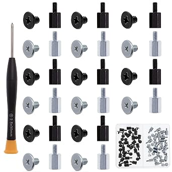 M.2 SSD Mounting Screws Kit 80Pcs M.2 Standoffs and Screw PC Motherboard Screws for Gigabyte Motherboards Black and Silver Screw with Screwdriver