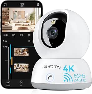 blurams 4K Ultra HD Indoor Cameras for Home Security, Home Camera with One-Touch Call, Color Night Vision, Motion Tracking, 5GHz/2.4GHz Wi-Fi, Cloud & SD Card Storage, Wi-Fi 6 asin的图片